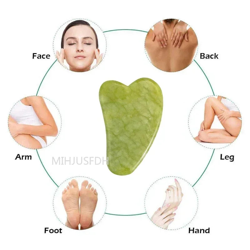 Natural Jade Roller Massager – Face, Body, Back & Foot Massage Roller, Facial Lifting & Anti-Wrinkle Double-End Gua Sha Jade Stone
