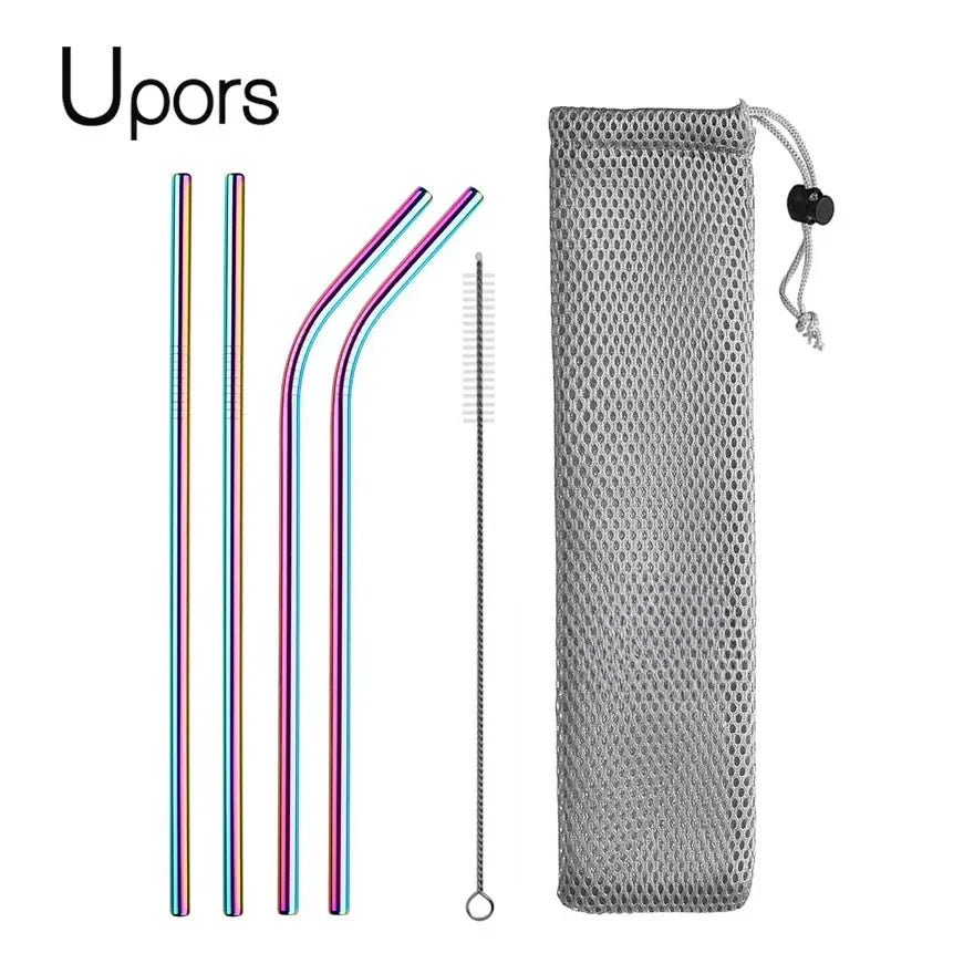 UPORS Reusable 304 Stainless Steel Straw Set