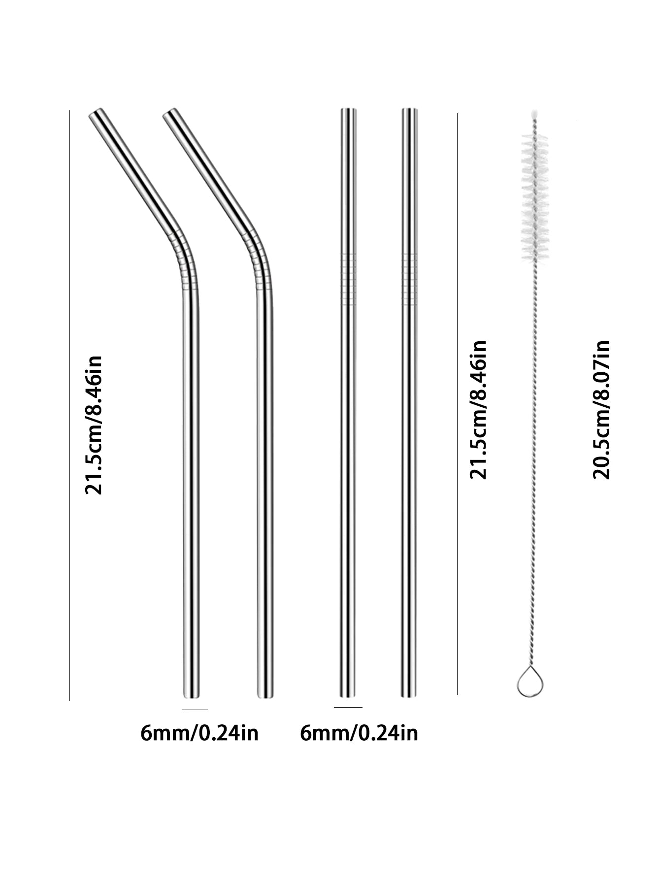 Set of 4 Stainless Steel Straws – Eco-Friendly, Reusable Drinking Straws