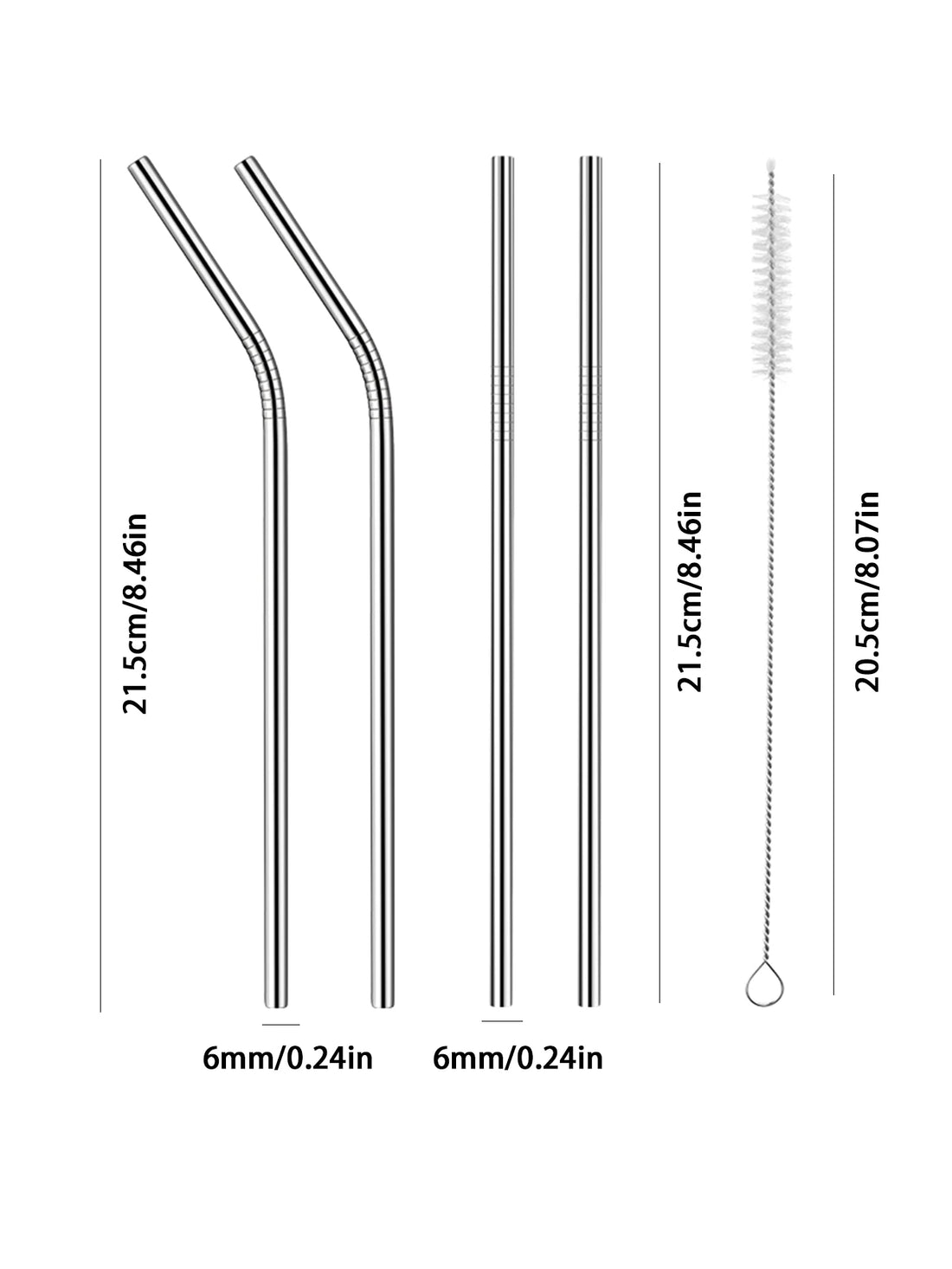 Set of 4 Stainless Steel Straws – Eco-Friendly, Reusable Drinking Straws