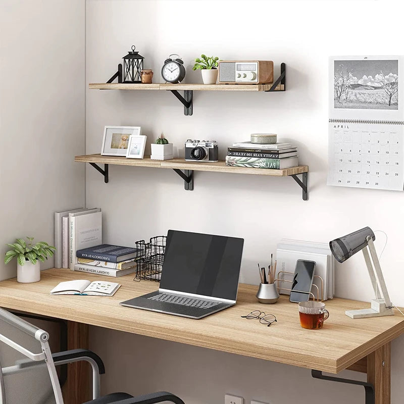 Floating Wooden Shelves - Wall Storage & Display Rack
