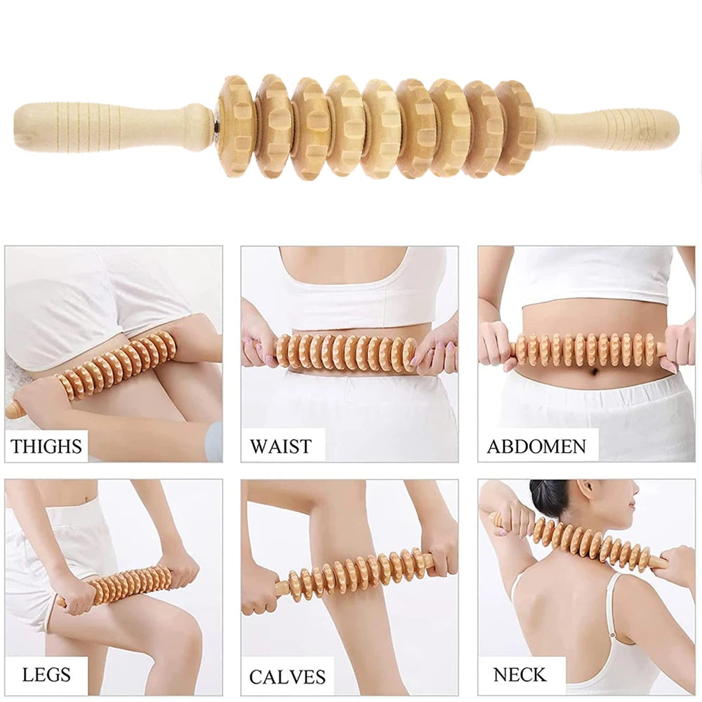 Wood Therapy Massager – Anti-Cellulite Gua Sha Tool, Deep Tissue Relaxation & Body/Face Lifting Roller, Maderoterapia Massage Tool