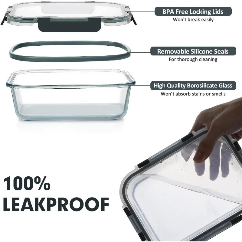 30 Pieces Glass Meal Prep Containers Set – Stackable Glass Food Storage Containers with Lids, Airtight Glass Lunch Containers
