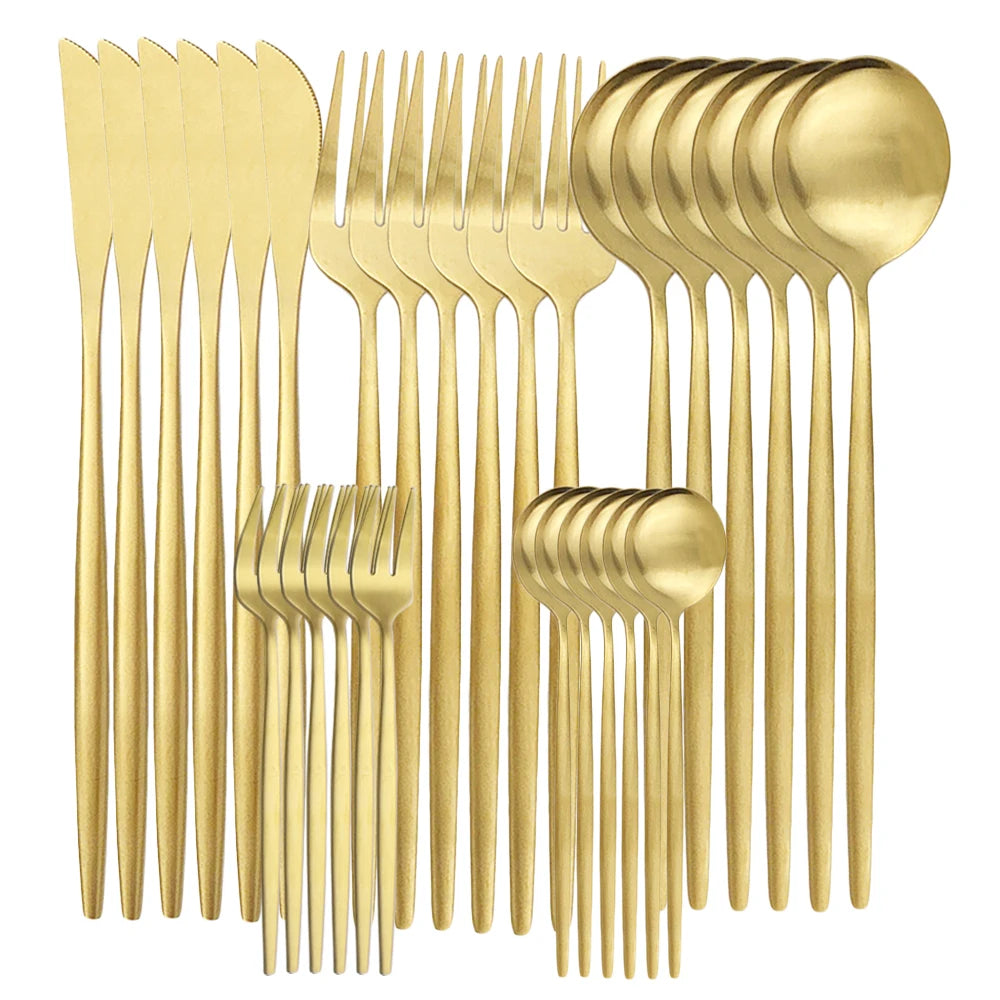 30-Piece Matte Stainless Steel Flatware Set