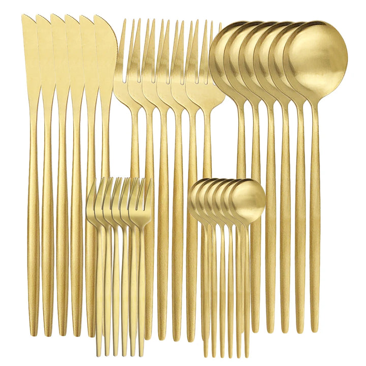30-Piece Matte Stainless Steel Flatware Set