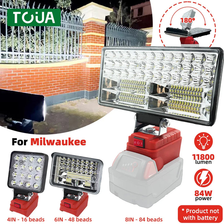 LED Work Light for Milwaukee 18V Battery – Portable Flood Lamp (4/5/8 inch)