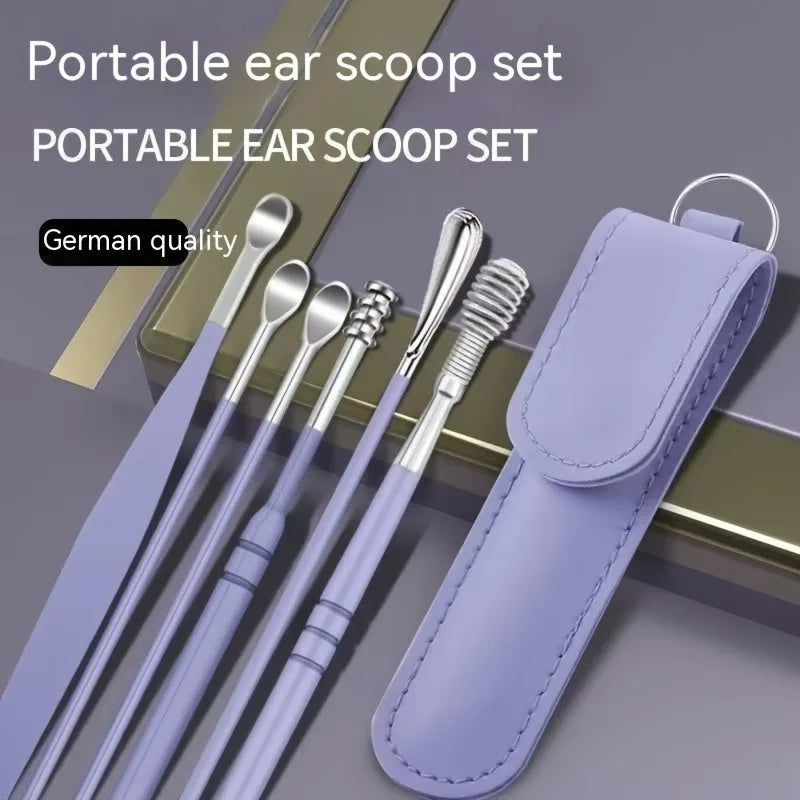 6pcs Earwax Removal Tool Set – Stainless Steel Earpick & Curette Kit