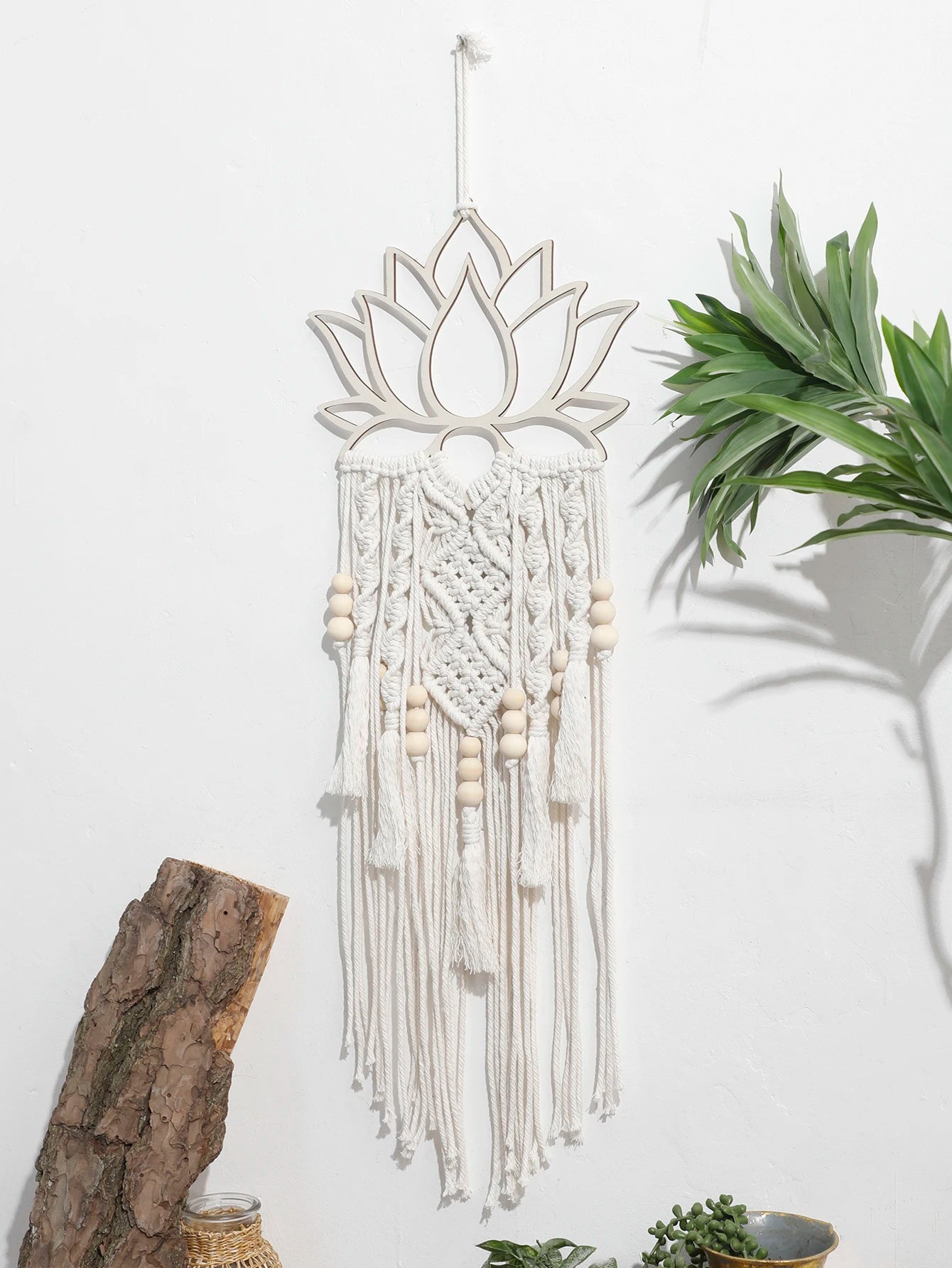 Lotus Macramé Wall Hanging – Boho Dream Catcher Ornament for Home & Bedroom Décor