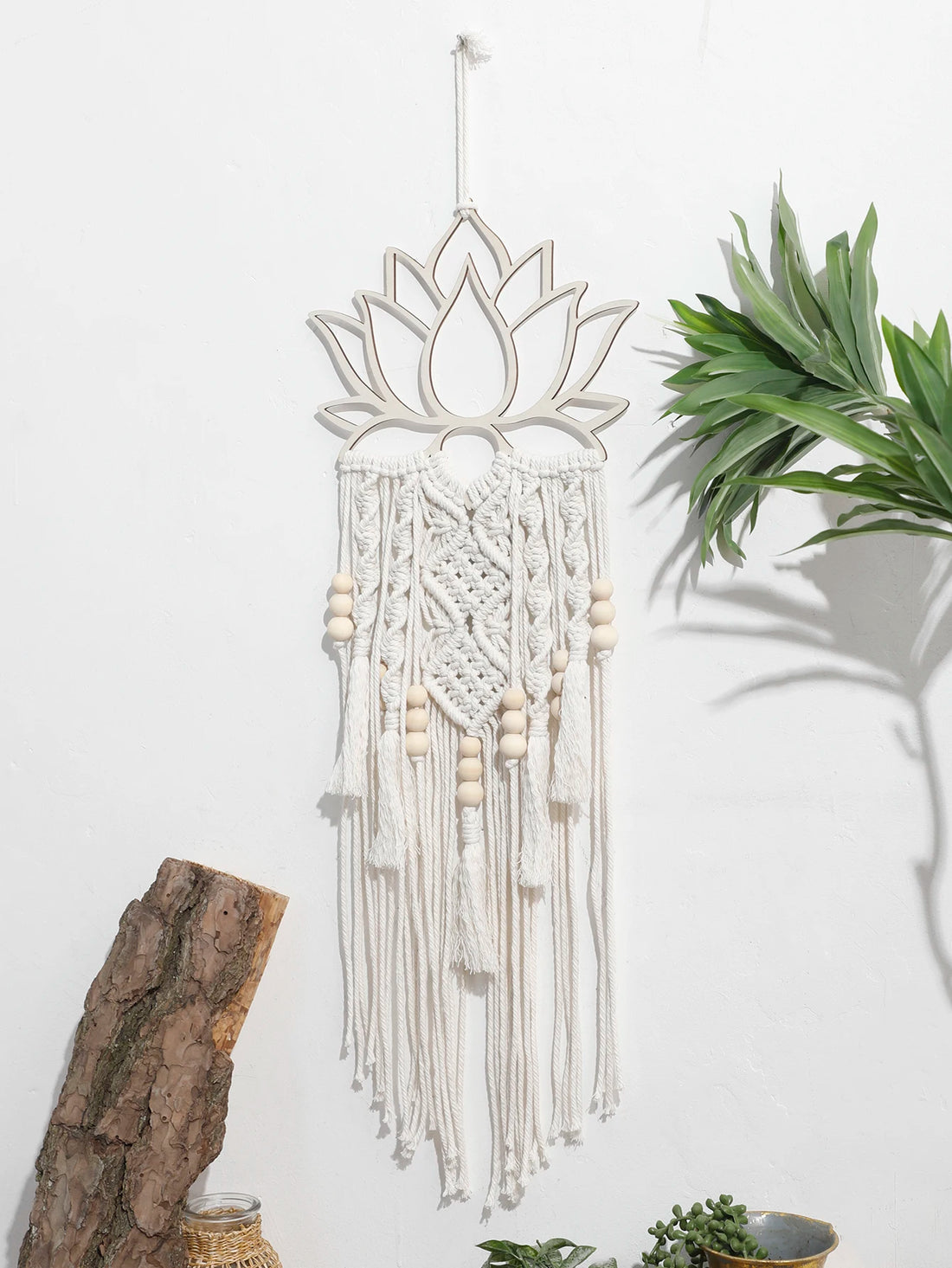 Lotus Macramé Wall Hanging – Boho Dream Catcher Ornament for Home & Bedroom Décor