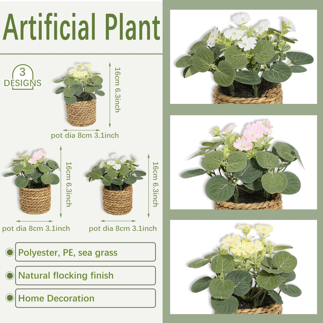 XIYA FLOWER Artificial Eucalyptus Potted Plant – 11cm Decor
