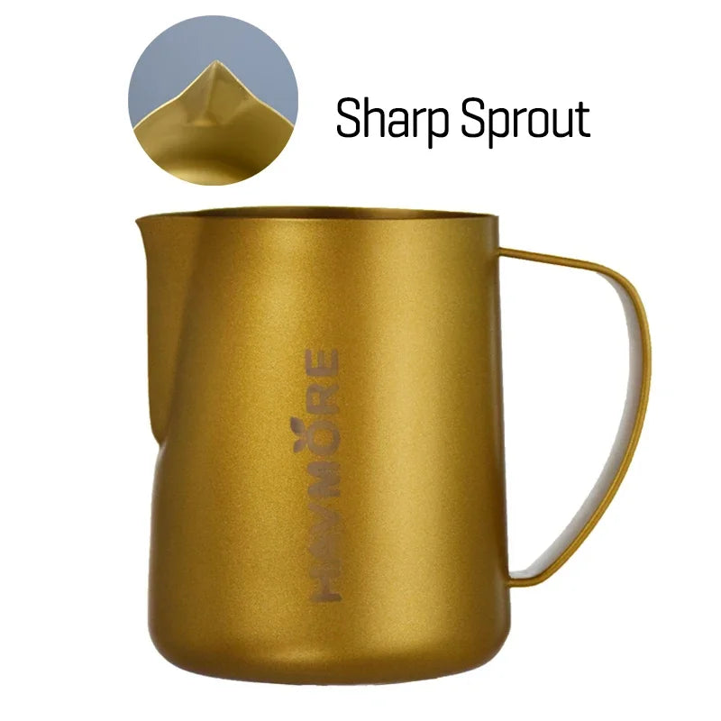 350/600ML Milk Jug Pull Flower Cup – Coffee, Cappuccino Milk Steaming Frothing Pitcher, Stainless Steel Non-Stick Milk Pot