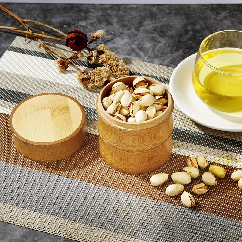 Natural Bamboo Food Storage Box – Eco-Friendly Tea, Nut, and Spice Storage Canister