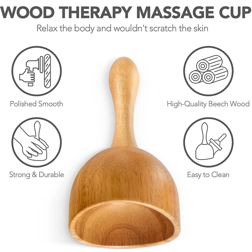 Wood Therapy Massager – Anti-Cellulite Gua Sha Tool, Deep Tissue Relaxation & Body/Face Lifting Roller, Maderoterapia Massage Tool